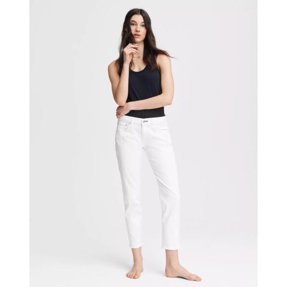 Rag & Bone Dre Low-Rise Slim Boyfriend Jeans White Denim Size 27 - Picture 1 of 14